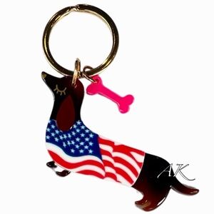 Patriotic Dachshund American Flag USA 🇺🇸 Keychain 🐾 Doxie Wiener